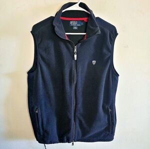 Vintage 1990s Polo Ralph Lauren Men's Size Large Fleece Vest Black Drawstring
